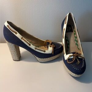 Navy and White Women's Heels sperry by milly
